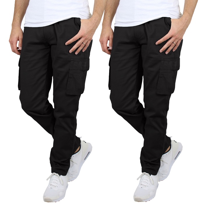 2-Pack Men's Flex-Stretch Cotton Cargo Pants, 31-Inch Inseam - Comfortable and Durable